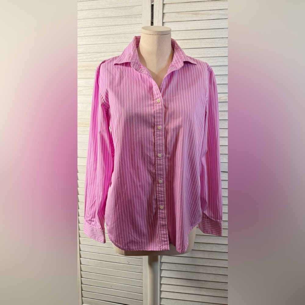Lauren by RL Pink Striped Button-Up Shirt. Great Condition. Size Large - Picture 2 of 12